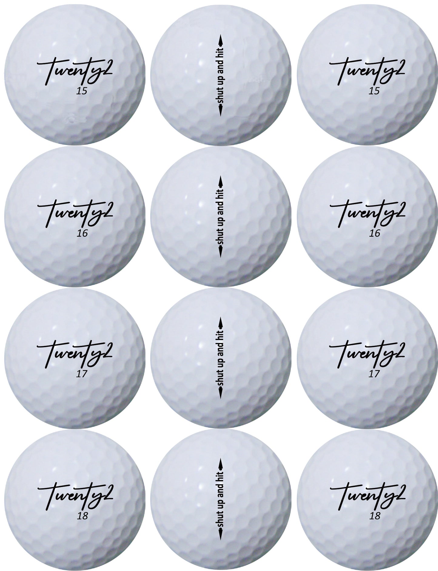 Twenty2 "shut up and hit" 2-piece Golf Balls